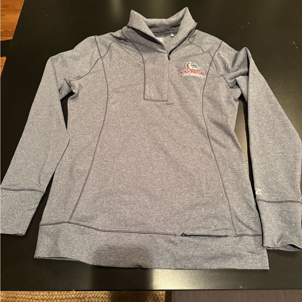 Women’s Cutter & Buck Gonzaga Quarter Zip Grey Blue Stripe